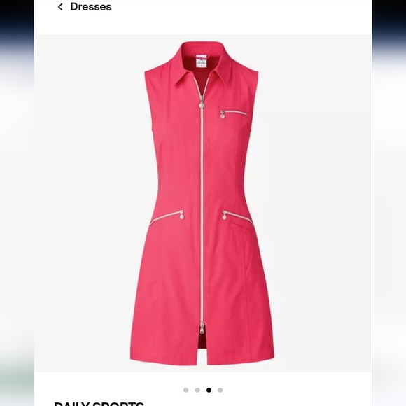 Daily Sports Fuchsia Zip-Front Mini Dress Golf Athletic Medium PGA Casual Sporty - Picture 10 of 13